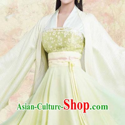 Traditional Ancient Chinese Northern and Southern Dynasties Princess Costume, The Entangled Life of Qingluo Young Lady Dress Clothing and Headpiece Complete Set