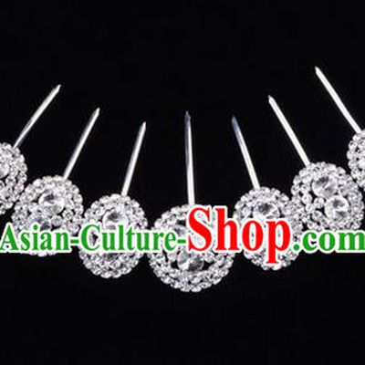 Chinese Ancient Peking Opera Head Accessories Young Lady Diva Crystal White Hairpins Complete Set, Traditional Chinese Beijing Opera Hua Tan Hair Clasp Head-ornaments