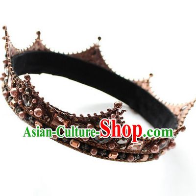 Top Grade Handmade Wedding Bride Hair Accessories Headwear, Traditional Princess Baroque Crystal Royal Crown Wedding Headpiece for Women