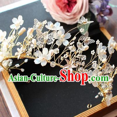 Top Grade Handmade Wedding Bride Hair Accessories Love of Butterfly Crown, Traditional Baroque Princess Crystal Royal Crown Wedding Headpiece for Women