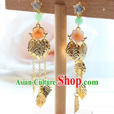 Top Grade Handmade Wedding Bride Accessories Earrings, Traditional Princess Wedding Long Tassel Flower Eardrop for Women