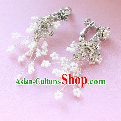 Top Grade Handmade Wedding Bride Accessories Earrings, Traditional Princess Wedding Long Tassel Pearl Eardrop for Women