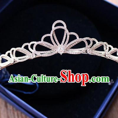 Top Grade Handmade Wedding Bride Hair Accessories Luxury Zircon Crown, Traditional Baroque Princess Crystal Royal Crown Wedding Headpiece for Women