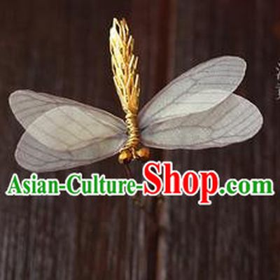 Top Grade Handmade Wedding Bride Hair Accessories Barrette, Traditional Princess Baroque Light Yellow Dragonfly Hair Claw Wedding Headpiece for Women