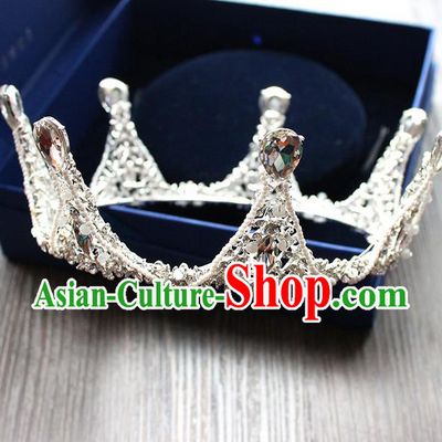 Top Grade Handmade Wedding Bride Hair Accessories Crystal Headwear, Traditional Princess Baroque Royal Crown Wedding Headpiece for Women