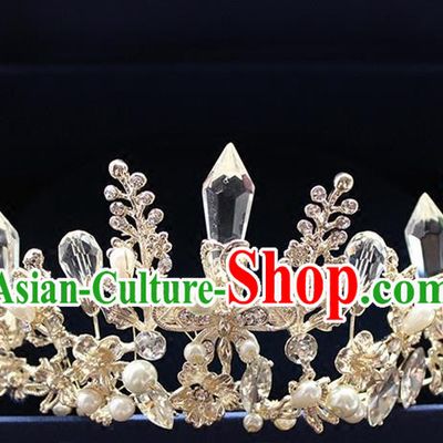 Top Grade Handmade Wedding Bride Hair Accessories Queen Crystal Headwear, Traditional Princess Baroque Royal Crown Wedding Headpiece for Women