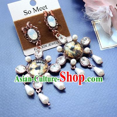 Top Grade Handmade Wedding Bride Accessories Tassel Earrings, Traditional Princess Baroque Wedding Eardrop for Women