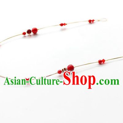 Top Grade Handmade Wedding Bride Hair Accessories Headwear, Traditional Princess Baroque Red Hair Clasp Headpiece for Women