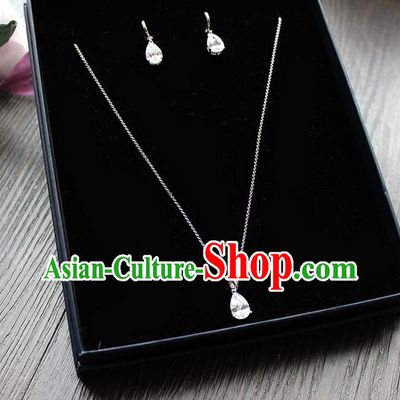 Top Grade Handmade Wedding Bride Accessories Necklace and Earrings, Traditional Princess Baroque Ziron Wedding Accessories Eardrop for Women