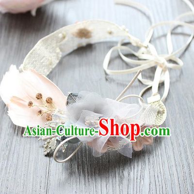 Top Grade Handmade Wedding Bride Hair Accessories Barrette, Traditional Princess Baroque Feather Hair Clasp Headpiece for Women