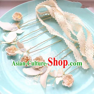 Top Grade Handmade Wedding Bride Hair Accessories Lace Hair Band, Traditional Baroque Queen Pink Feather Hairpins Wedding Headpiece for Women