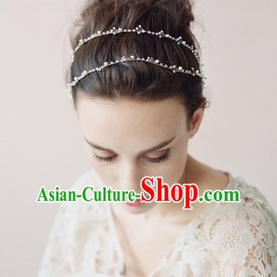 Top Grade Handmade Wedding Bride Hair Accessories Hair Clasp, Traditional Princess Baroque Headpiece Hair Band for Women