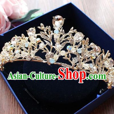Top Grade Handmade Wedding Bride Hair Accessories Luxury Queen Crystal Crown, Traditional Baroque Princess Royal Crown Wedding Headwear for Women