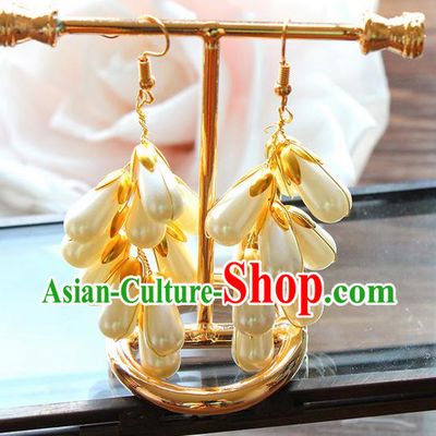 Top Grade Handmade China Wedding Bride Accessories Pearl Earrings, Traditional Princess Eardrop Wedding Jewelry for Women