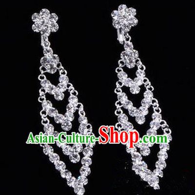Chinese Ancient Peking Opera Head Accessories Young Lady Diva Crystal Earrings, Traditional Chinese Beijing Opera Hua Tan Eardrop