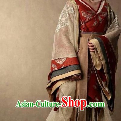 Traditional Ancient Chinese Imperial Princess Costume and Headpiece Complete Set, Elegant Hanfu Clothing Chinese Han Dynasty Dowager Embroidered Dress Clothing