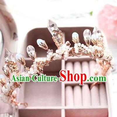 Top Grade Handmade Wedding Bride Hair Accessories Luxury Queen Crystal Crown, Traditional Baroque Princess Royal Crown Wedding Headwear for Women