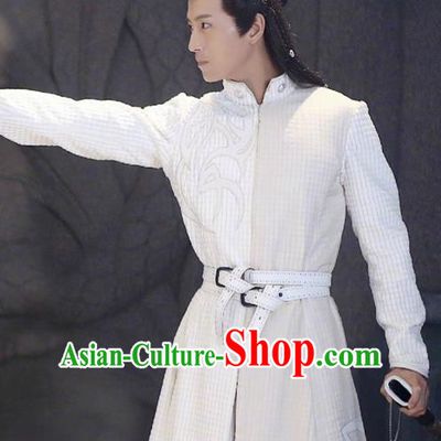 Traditional Chinese Ancient Tang Dynasty Swordsman Costumes and Handmade Headpiece Complete Set, Fighter of the Destiny Prince Hanfu Clothing for Men