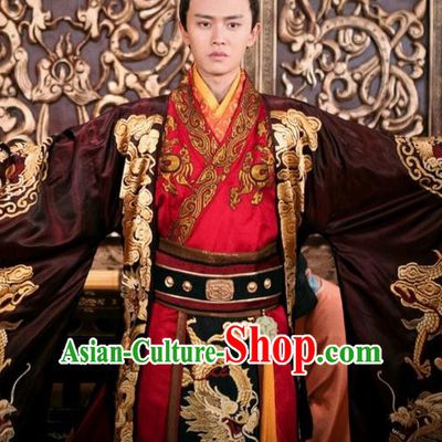 Traditional Chinese Ancient Tang Dynasty Imperial Prince Costumes and Handmade Headpiece Complete Set, The Glory of Tang Dynasty Crown Prince Hanfu Embroidered Clothing for Men