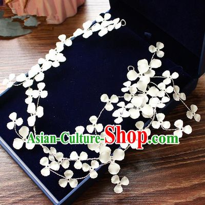 Top Grade Handmade Wedding Bride Hair Accessories Flowers Hair Clasp Frontlet, Traditional Princess Baroque Hair Clips Headpiece for Women