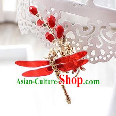 Top Grade Handmade Wedding Bride Hair Accessories Dragonfly Hair Claws, Traditional Princess Baroque Hair Clips Headpiece for Women