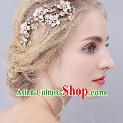 Top Grade Handmade Wedding Bride Hair Accessories Flowers Hair Clips, Traditional Princess Baroque Pearl Hair Stick Headpiece for Women