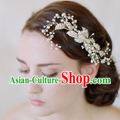 Top Grade Handmade Wedding Bride Hair Accessories Crystal Headband, Traditional Princess Baroque Hair Clips Headpiece Hair Combs for Women