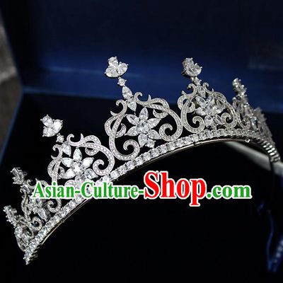 Top Grade Handmade Wedding Hair Accessories Bride Luxury Princess Crystal Crown, Traditional Baroque Royal Crown Wedding Headwear for Women