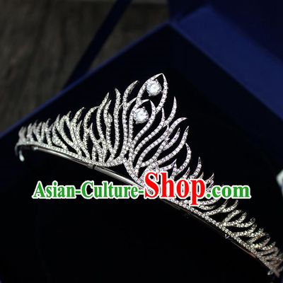 Top Grade Handmade Wedding Hair Accessories Bride Luxury Princess Diamante Crystal Crown, Traditional Baroque Zircon Royal Crown Wedding Headwear for Women