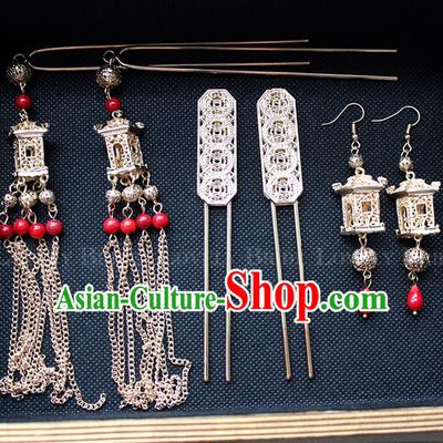 Top Grade Chinese Handmade Wedding Hair Accessories Complete Set, Traditional China Xiuhe Suit Bride Tassel Hairpins Headwear for Women