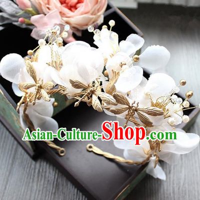 Top Grade Handmade Wedding Bride Hair Accessories Silk Flowers Hair Clasp, Traditional Princess Baroque Hair Stick Headpiece for Women