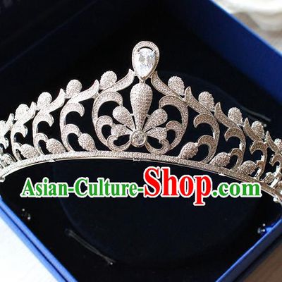 Top Grade Handmade Wedding Hair Accessories Bride Luxury Zircon Crown, Traditional Baroque Crystal Queen Royal Crown Wedding Headwear for Women