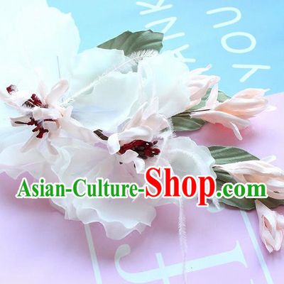 Top Grade Handmade Wedding Bride Hair Accessories Feather Hair Stick, Traditional Princess Baroque Hair Claws Headpiece for Women