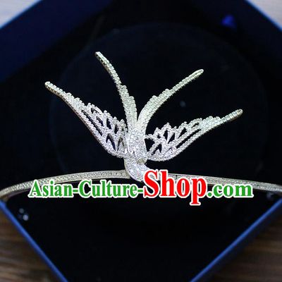 Top Grade Handmade Wedding Hair Accessories Bride Luxury Zircon Pigeon Crown, Traditional Baroque Crystal Queen Royal Crown Wedding Headwear for Women