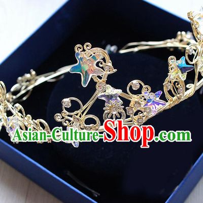 Top Grade Handmade Wedding Hair Accessories Bride Luxury Crystal Round Crown, Traditional Baroque Queen Royal Crown Wedding Headwear for Women