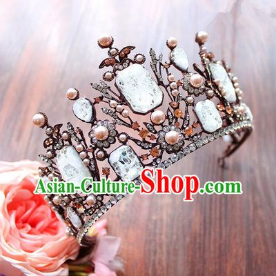 Top Grade Handmade Wedding Hair Accessories Bride Luxury Queen Crown, Traditional Baroque Crystal Royal Crown Wedding Headwear for Women