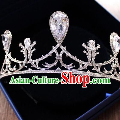 Top Grade Handmade Wedding Hair Accessories Bride Vintage Crown, Traditional Baroque Queen Crystal Royal Crown Wedding Headwear for Women