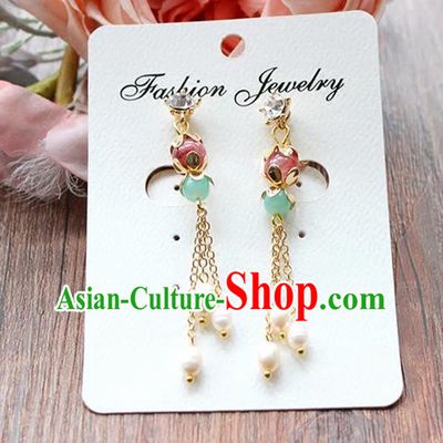 Top Grade Handmade China Wedding Bride Accessories Earrings, Traditional Princess Wedding Xiuhe Suit Tassel Eardrop Jewelry for Women