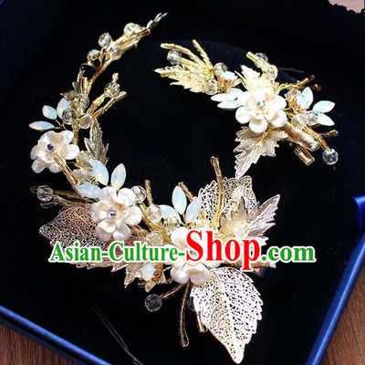 Top Grade Handmade Wedding Bride Hair Accessories Pearl Flowers Hair Stick, Traditional Princess Baroque Hair Clasp Headpiece for Women
