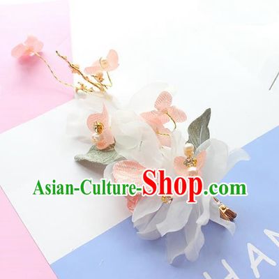 Top Grade Handmade Wedding Bride Hair Accessories Silk Flower Hair Claw, Traditional Princess Baroque Hair Stick Headpiece for Women