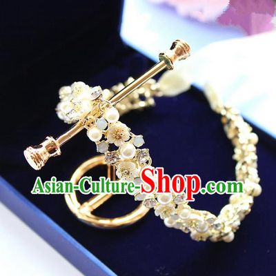 Top Grade Handmade Wedding Bride Hair Accessories Shell Pearl Hair Clasp, Traditional Princess Baroque Hair Clip Headpiece for Women