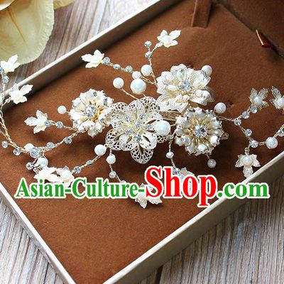 Top Grade Handmade Wedding Bride Hair Accessories Crystal Hairpin Hair Claw, Traditional Princess Baroque Pearl Hair Stick Headpiece for Women