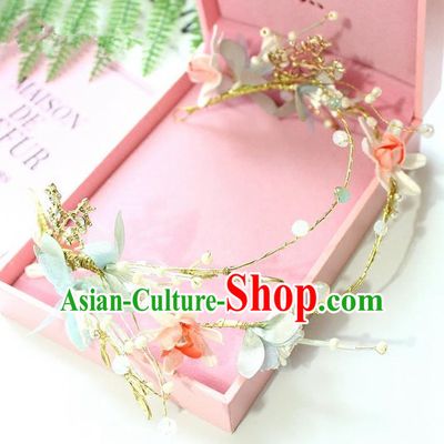 Top Grade Handmade Wedding Bride Hair Accessories Flower Headband, Traditional Princess Baroque Hair Clasp Headpiece for Women