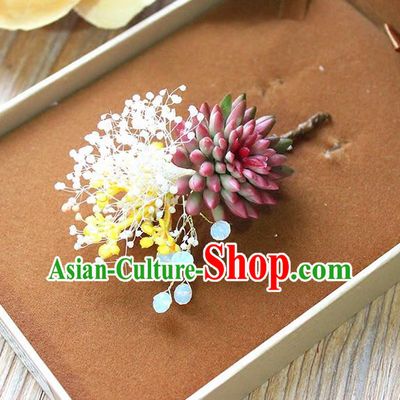 Top Grade Handmade Wedding Bride Hair Accessories Flowers Hairpins, Traditional Princess Baroque Hair Claw Headpiece for Women