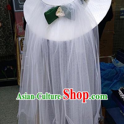 Top Grade Handmade Wedding Bride Hair Accessories White Hat, Traditional Baroque Princess Top Hat Headpiece for Women