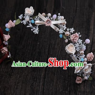 Top Grade Handmade Wedding Bride Hair Accessories Flowers Hair Clasp, Traditional Baroque Princess Hair Clip Headband Headpiece for Women