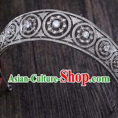 Top Grade Handmade Wedding Hair Accessories Bride Vintage Diamante Crown, Traditional Baroque Queen Crystal Royal Crown Wedding Headwear for Women
