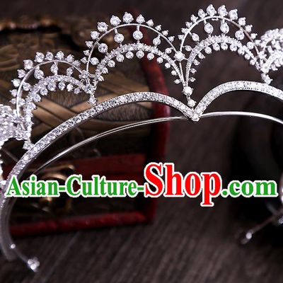 Top Grade Handmade Wedding Hair Accessories Bride Princess Zircon Crown, Traditional Baroque Queen Retro Crystal Royal Crown Wedding Headwear for Women