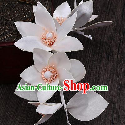 Top Grade Handmade Wedding Bride Hair Accessories Flowers Headband Hair Clasp, Traditional Baroque Princess Hair Stick Headpiece for Women