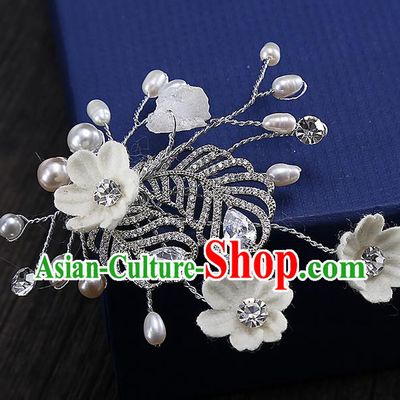 Top Grade Handmade Wedding Bride Hair Accessories Zircon Hair Claw, Traditional Princess Baroque Hair Stick Headpiece for Women